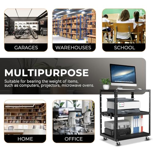 Commercial Printer - Adjustable Rolling AV Cart With Power