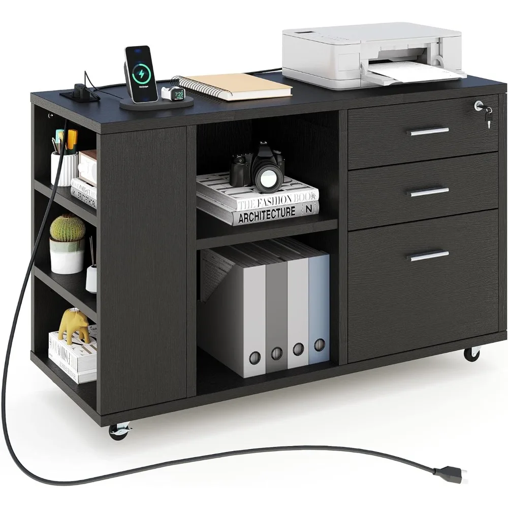 Commercial Printer - File Cabinet with Charging Station, Mobile